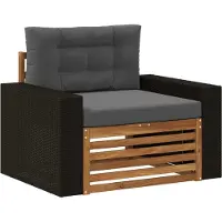vidaXL Buiten Midden Sofa Natuurlijk en Antraciet Massief Acacia Hout