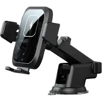 Rixus - Telefoonhouder Auto Draadloos - Zuignap Auto Lader - Draadloze Oplader - Automatisch Sluiten - 15W Super Snel Opladen - Qi Standard - Ventilator - Wireless - Zwart