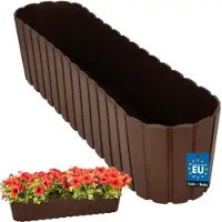KOTARBAU Balkonbak, Bloembak voor Balkon, Kunststof, 60 x 14 x 13 cm, Bruin, Plantenbak Balkon, Groot, Rustiek, Weerbestendig Plantenbak, voor Binnen en Buiten