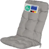 Beautissu Flair HL - Set van 8 Tuinkussen Hoge Rug - 120x50x8cm - Lichtgrijs - Tuinkussen in Matraskussen Kwaliteit