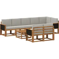 vidaXL Buiten bank set 9 st Naturel en lichtgrijs Polyester