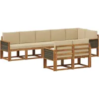 vidaXL Buiten bank set 8 st Natuurlijk en Beige Polyester
