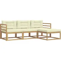 vidaXL Buiten bank set 4 st Wit en crèmekleurig Polyester