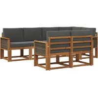 vidaXL Buiten bank set 7 st Natuurlijk en Antraciet Polyester
