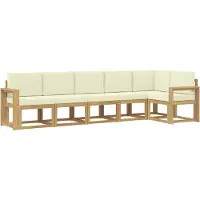 vidaXL Buiten bank set 6 st Wit en crèmekleurig Polyester
