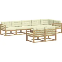 vidaXL Buiten bank set 6 st Wit en crèmekleurig Polyester