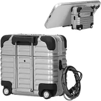 Kwmobile Koptelefooncase met kofferdesign voor Apple Airpods 4 – zilver
