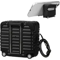 Kwmobile Koptelefooncase met kofferdesign voor Apple Airpods 4 – zwart