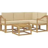 vidaXL Buiten bank set 5 st Wit en Beige