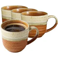 Mica Decorations Koffiemok / theemok Ethan - 4x - terra kleur - 7 x 8 cm - mokken - keramiek
