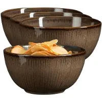Mica Decorations Serveer/chips schaaltje Nusa - 6x - bruin - 14 x 7 cm - keramiek - kommetjes