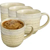 Mica Decorations Koffiemok / theemok Ethan - 12x - creme kleur - 7 x 8 cm - mokken - keramiek