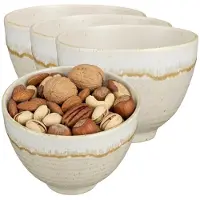 Mica Decorations Serveer/chips schaaltje Ethan - 8x - creme - 8 x 11 cm - keramiek - kommetjes