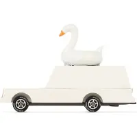 Candylab Toys houten speelgoedauto - Candycar White Swan Wagon retro design.