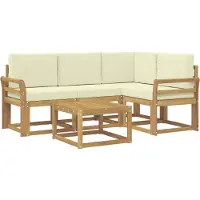 vidaXL Buiten bank set 5 st Wit en crèmekleurig