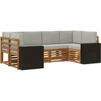 vidaXL Buiten bank set 6 st Naturel en lichtgrijs Polyester