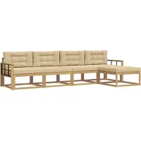 vidaXL Buiten bank set 4 st Wit en Beige Polyester