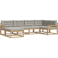 vidaXL Buiten bank set 5 st Wit en Lichtgrijs Polyester