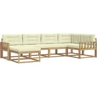 vidaXL Buiten bank set 5 st Wit en crèmekleurig Polyester