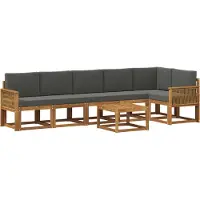vidaXL Buiten bank set 7 st Natuurlijk en Antraciet Polyester