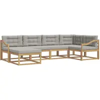 vidaXL Buiten bank set 5 st Wit en Lichtgrijs Polyester
