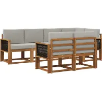 vidaXL Buiten bank set 7 st Naturel en lichtgrijs Polyester