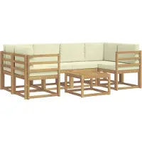 vidaXL Buiten bank set 7 st Wit en crèmekleurig