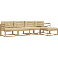 vidaXL Buiten bank set 4 st Wit en Beige Polyester