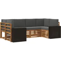 vidaXL Buiten bank set 6 st Natuurlijk en Antraciet Polyester