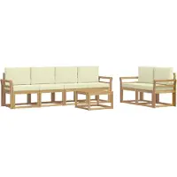vidaXL Buiten bank set 7 st Wit en crèmekleurig