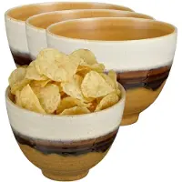 Mica Decorations Serveer/chips schaaltje Ethan - 4x - terra - 8 x 11 cm - keramiek - kommetjes