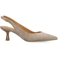 Manfield - Dames - Taupe suède slingbacks - Maat 37