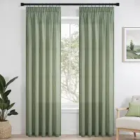 Unyqoos Elegante saliegroene linnenlook gordijnen met plooiband voor sfeervolle ramen