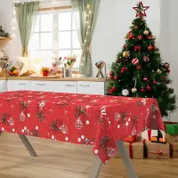 Unyqoos Rood waterafstotend tafelkleed met feestelijke print voor Kerstdiners