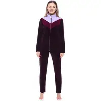 Merry Style – Dames Huispak – Vrijetijdspak – Velours – MS-MG-F-SUIT3-n – Donker paars/licht paars – XXXXL