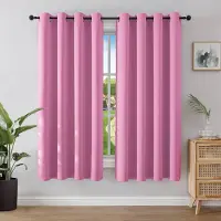 Unyqoos Lichtroze set van 2 thermogordijnen met inslagringen voor slaapkamer 2 x 158 x 106 cm