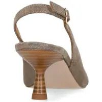 Manfield - Dames - Taupe suède slingbacks - Maat 38
