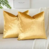 Unyqoos Set van 2 luxe fluwelen kussenslopen voor bank en bed in goudkleur