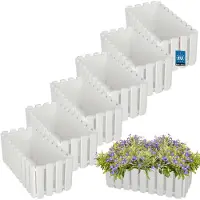 KOTARBAU 6 st Balkonbak, Bloembak voor Balkon, Kunststof Balkonbak, 38 x 18 x 16 cm, Wit, Balkon Plantenbak, Rechthoekig, Weerbestendige Plantenbak