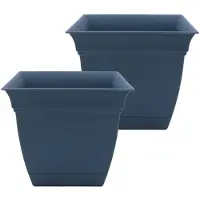 Unyqoos Vierkante plantenpot met schotel voor binnen en buiten gebruik, set van twee stuks