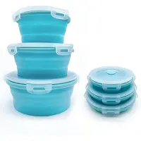 Unyqoos Opvouwbare Siliconen Kamp Keukenkommen met Deksel Set van 3 voor Outdoor en Picknick Gebruik