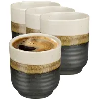 Mica Decorations Koffiemok / theemok Ethan - 6x - zwart - zonder oor - 9 x 8 cm - mokken - keramiek