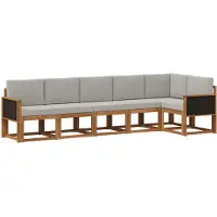 vidaXL Buiten bank set 6 st Naturel en lichtgrijs Polyester