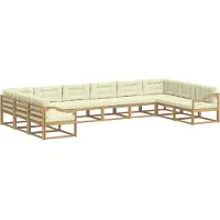 vidaXL Buiten bank set 10 st Wit en crèmekleurig