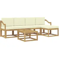 vidaXL Buiten bank set 6 st Wit en crèmekleurig