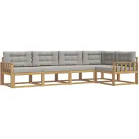 vidaXL Buiten bank set 4 st Wit en Lichtgrijs Polyester