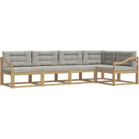 vidaXL Buiten bank set 4 st Wit en Lichtgrijs Polyester