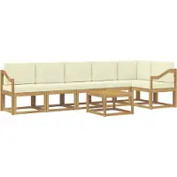 vidaXL Buiten bank set met kussen 7 pcs Wit en crèmekleurig Polyester