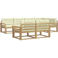 vidaXL Buiten bank set 6 st Wit en crèmekleurig Polyester