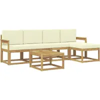 vidaXL Buiten bank set 6 st Wit en crèmekleurig